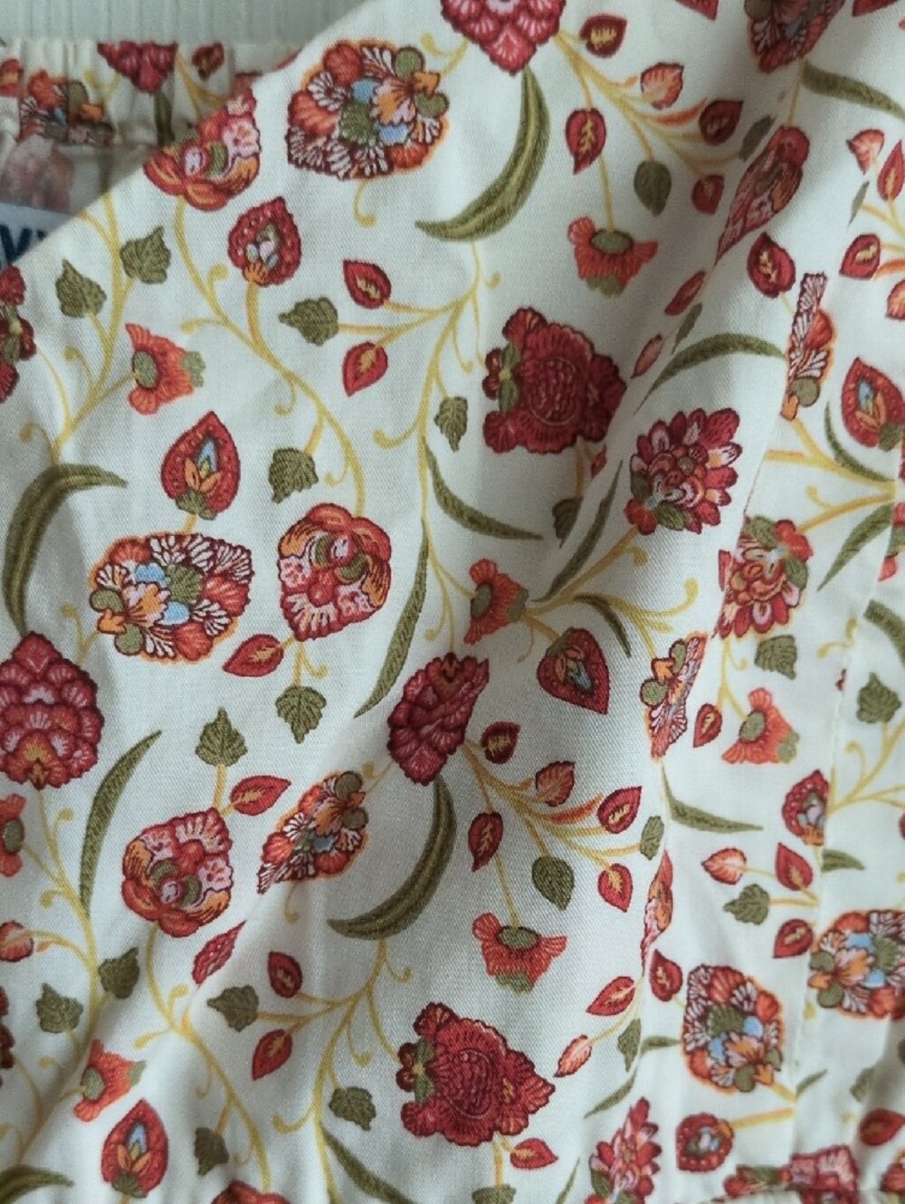 Boho Midi Sundress with Red Floral Indian Print XL - Picture 6 of 10